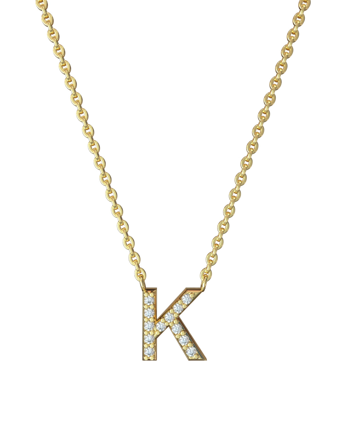 Yellow gold Diamond Letters necklace