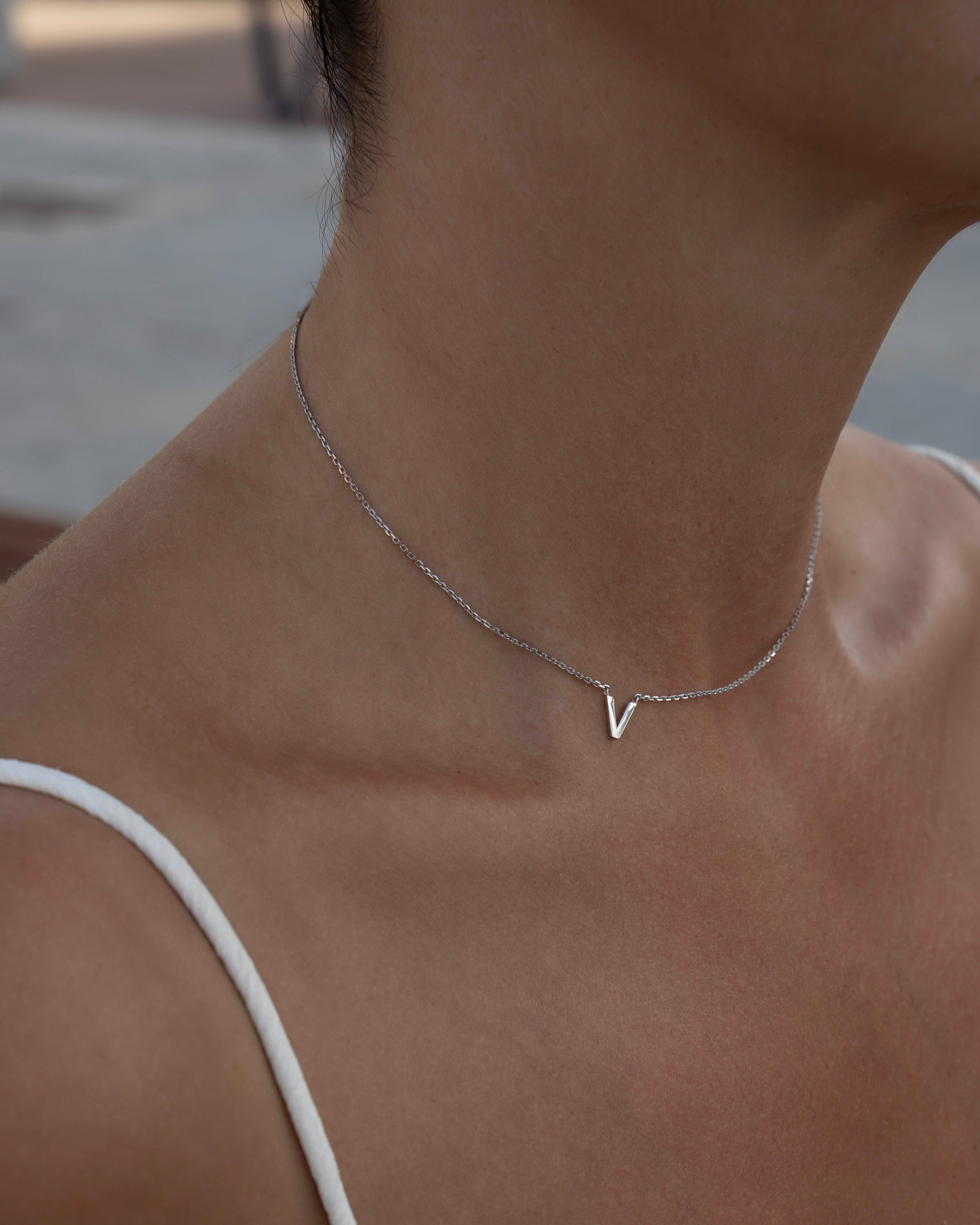 White gold Letters necklace