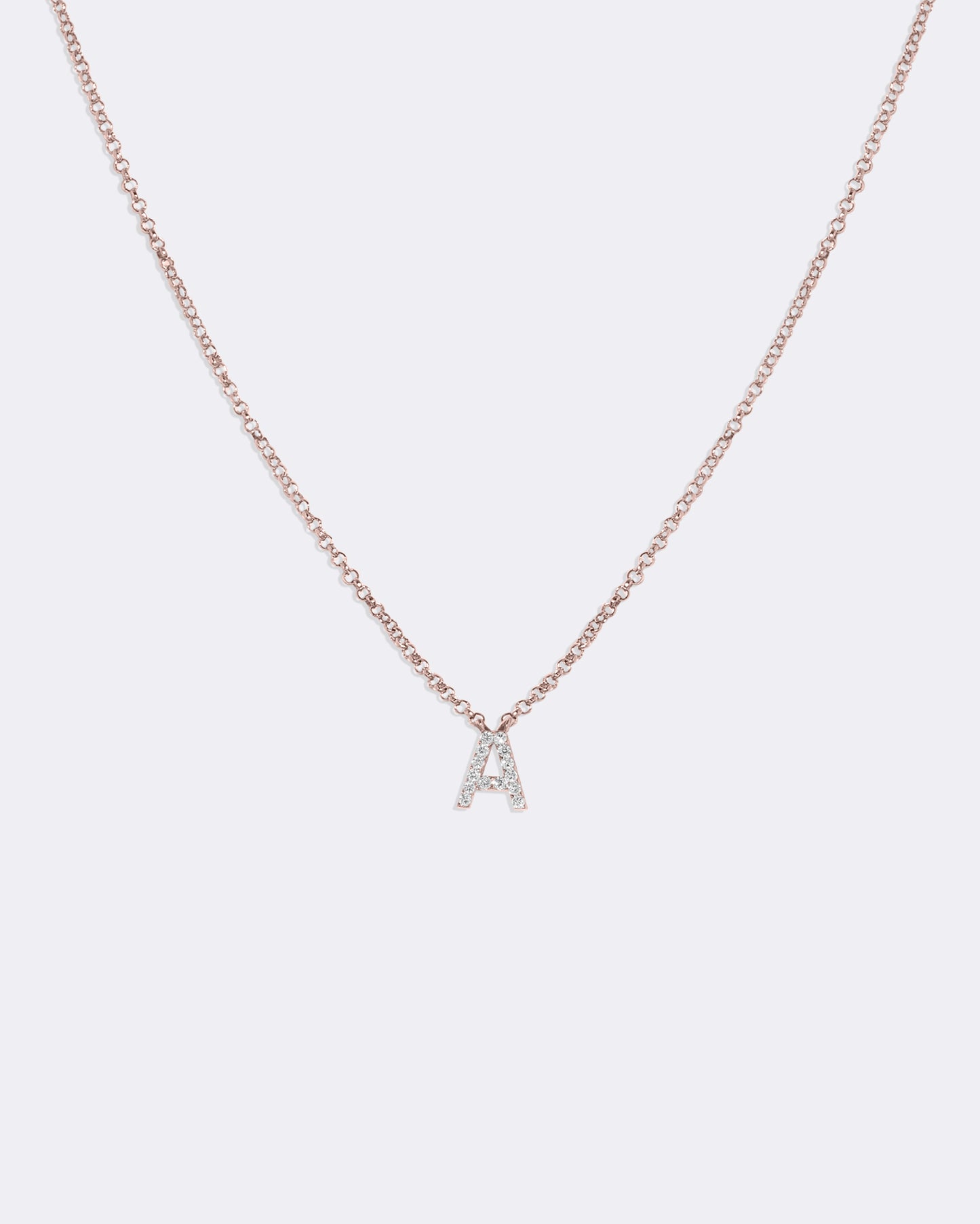 Collier lettres en diamant en or rose