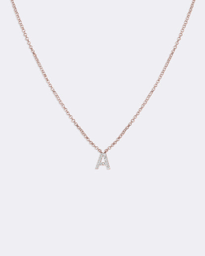 Collier lettres en diamant en or rose