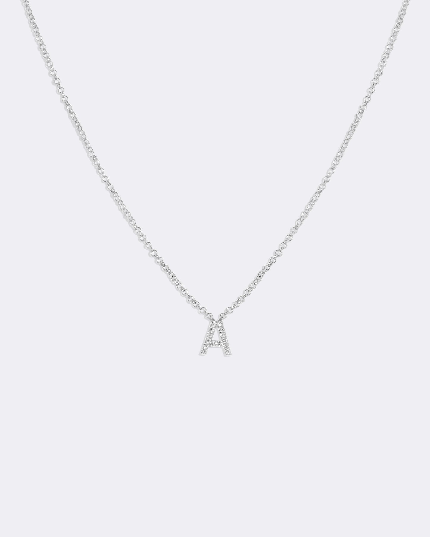 Collier Lettres en Diamant et Or Blanc