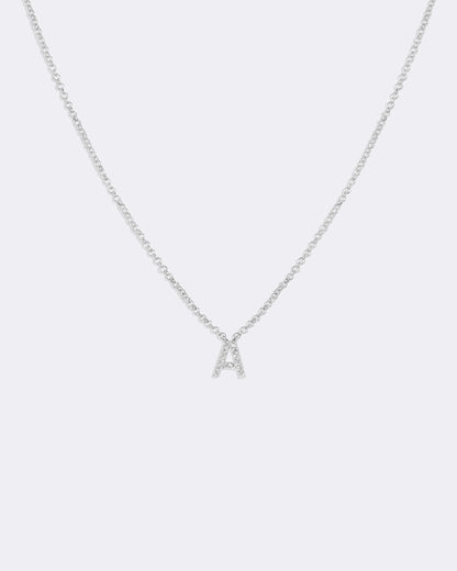 Collier Lettres en Diamant et Or Blanc