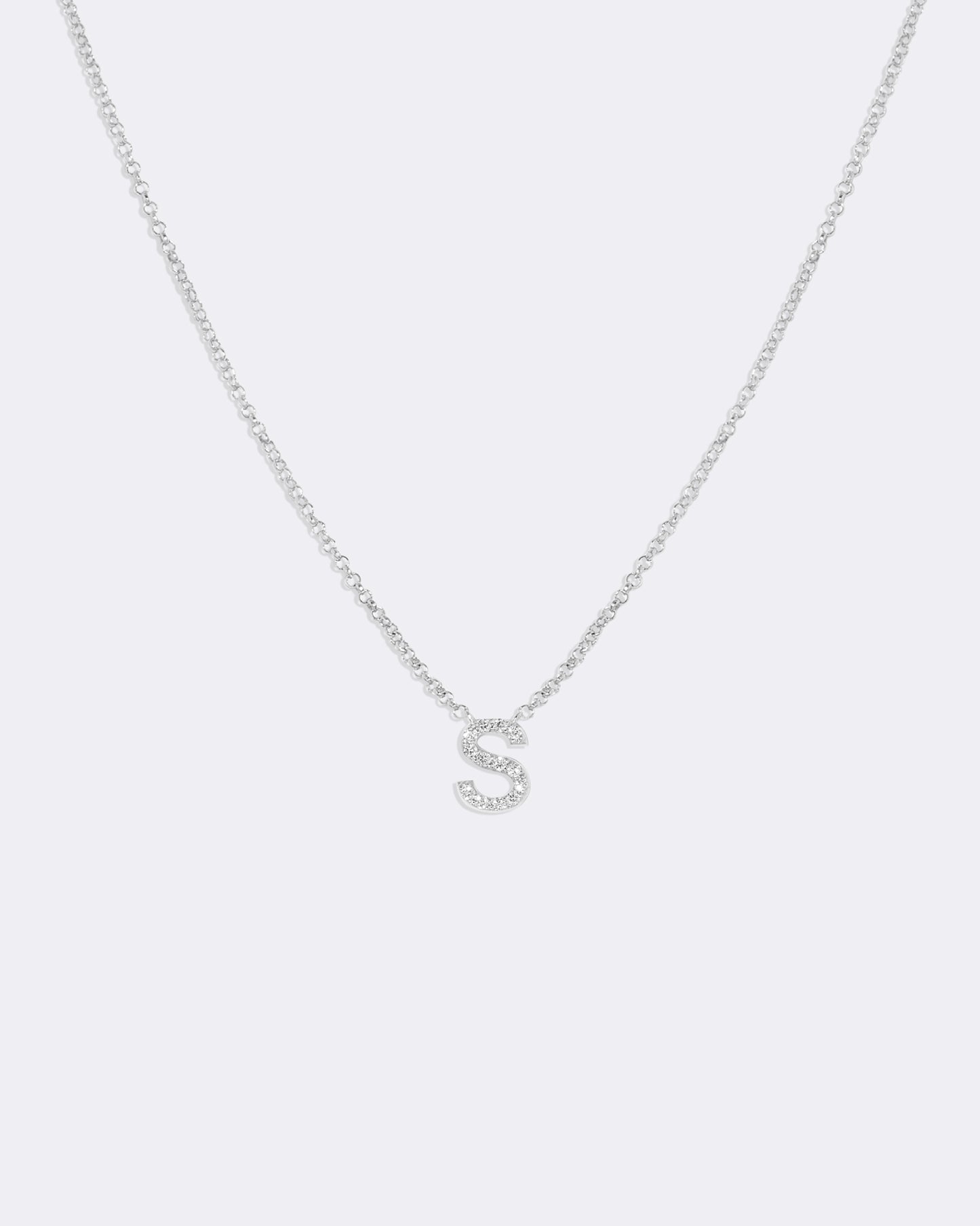 Collier Lettres en Diamant et Or Blanc