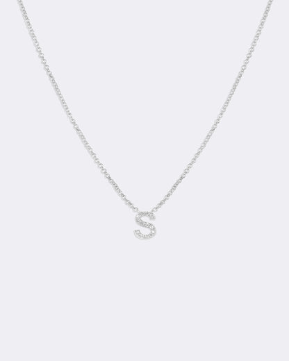 Collier Lettres en Diamant et Or Blanc