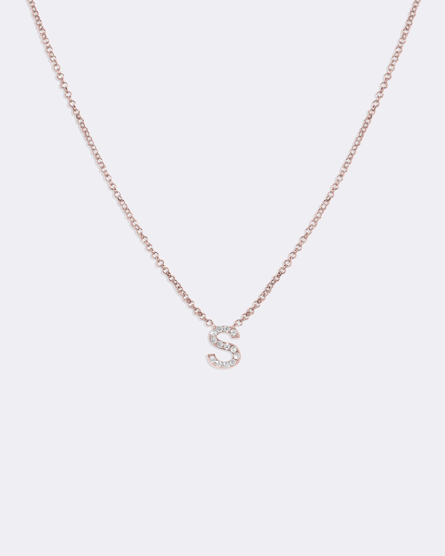 Collier lettres en diamant en or rose