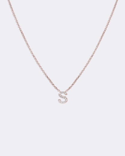 Collier lettres en diamant en or rose