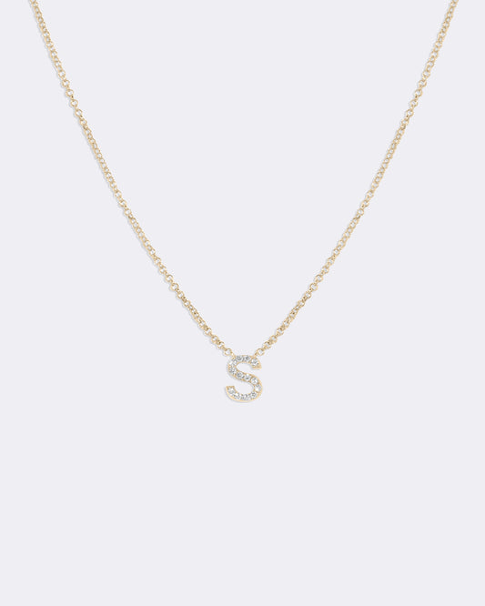 Yellow gold Diamond Letters necklace