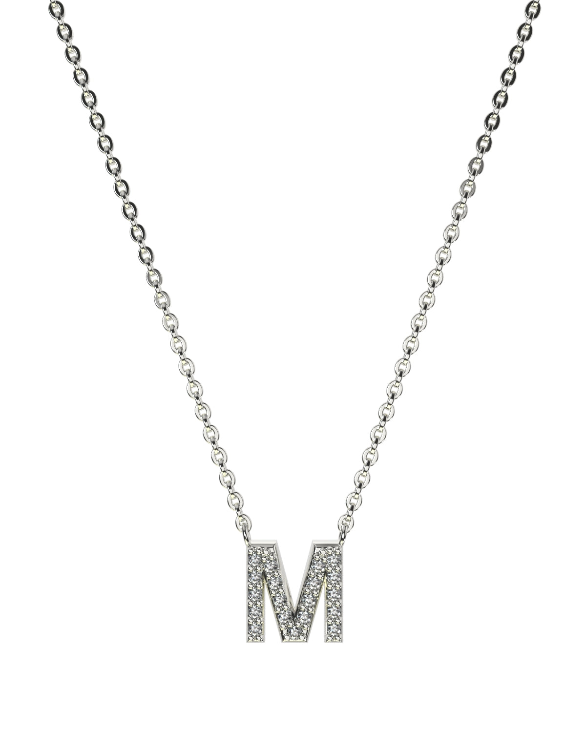 Collier Lettres en Diamant et Or Blanc