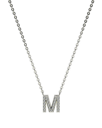 Collier Lettres en Diamant et Or Blanc