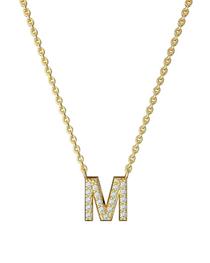 Yellow gold Diamond Letters necklace