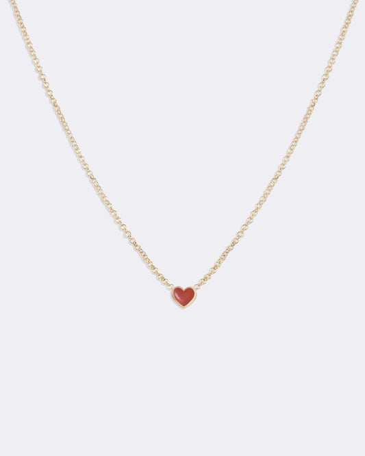 Yellow gold Coral heart necklace