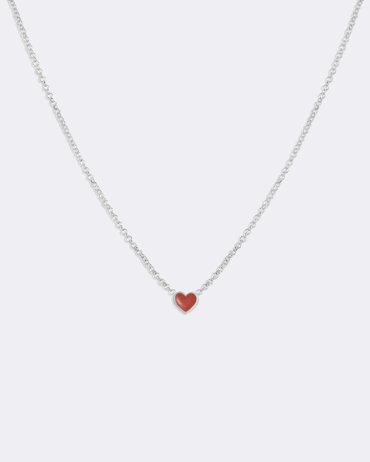 Collier cœur corail en or blanc