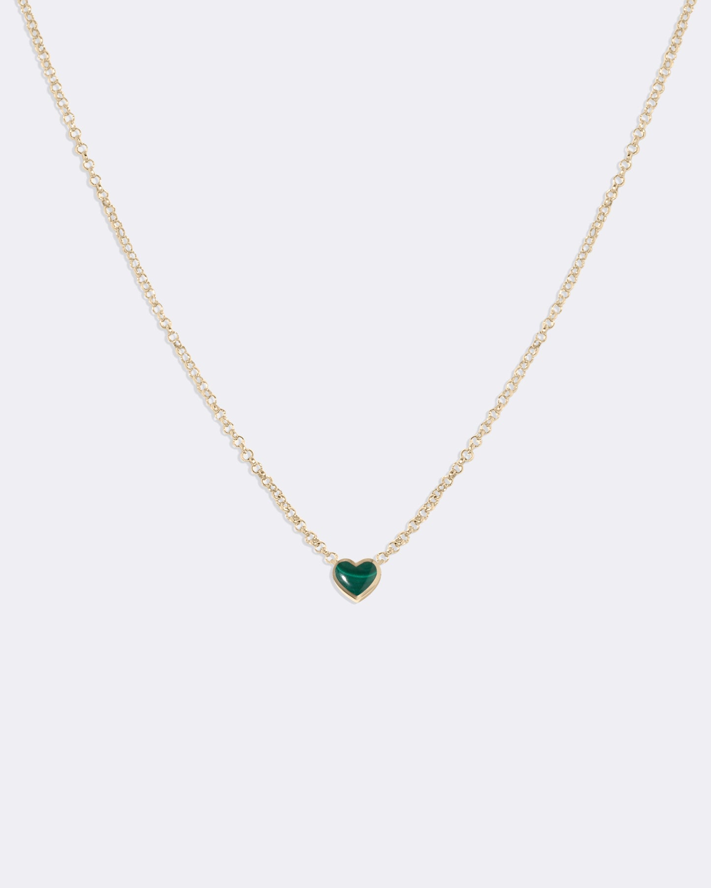 Yellow gold Malachite heart necklace