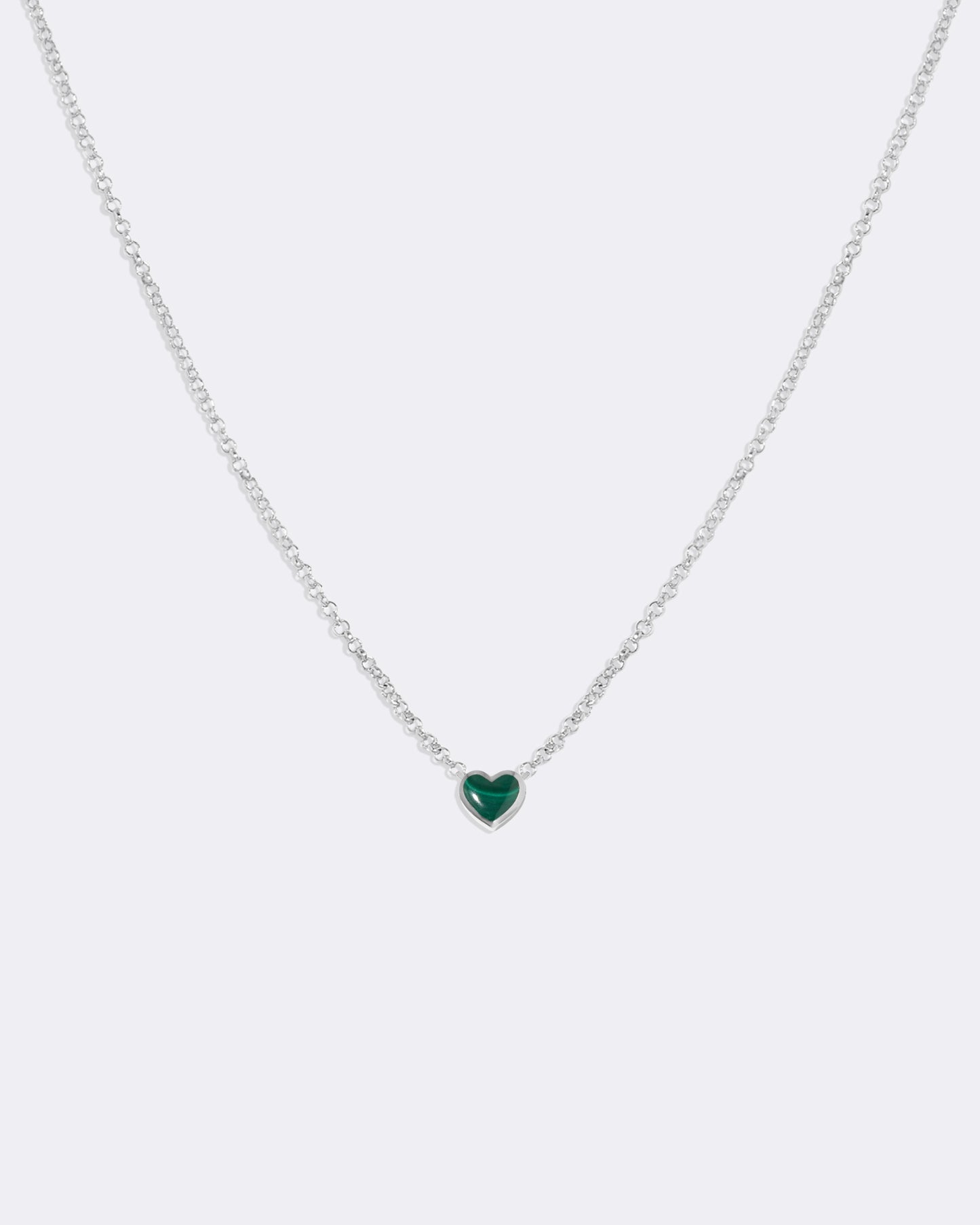 White gold Malachite heart necklace