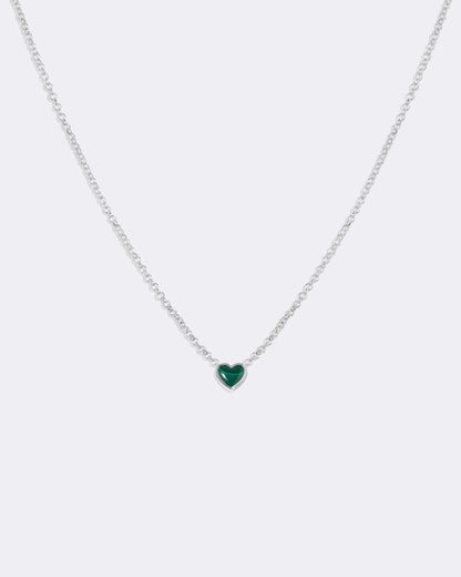 White gold Malachite heart necklace