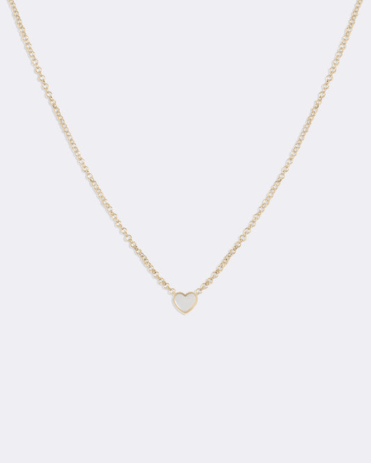 Yellow gold Pearl heart necklace