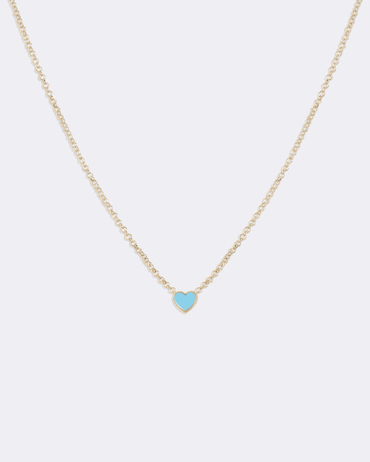 Yellow gold Turquoise heart necklace