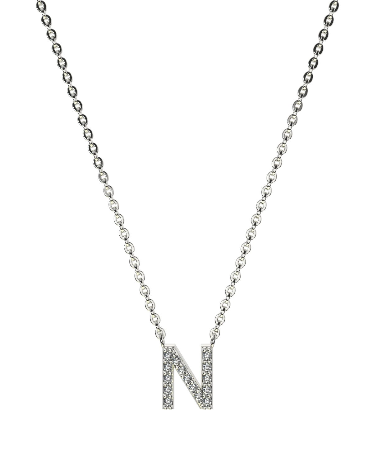 Collier Lettres en Diamant et Or Blanc