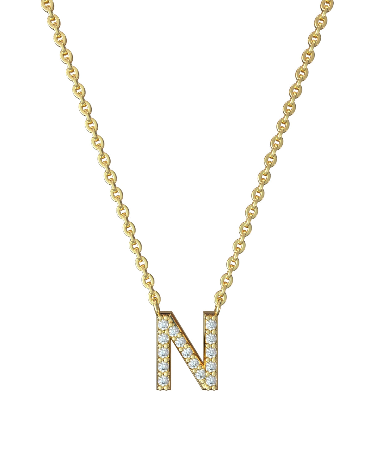 Yellow gold Diamond Letters necklace