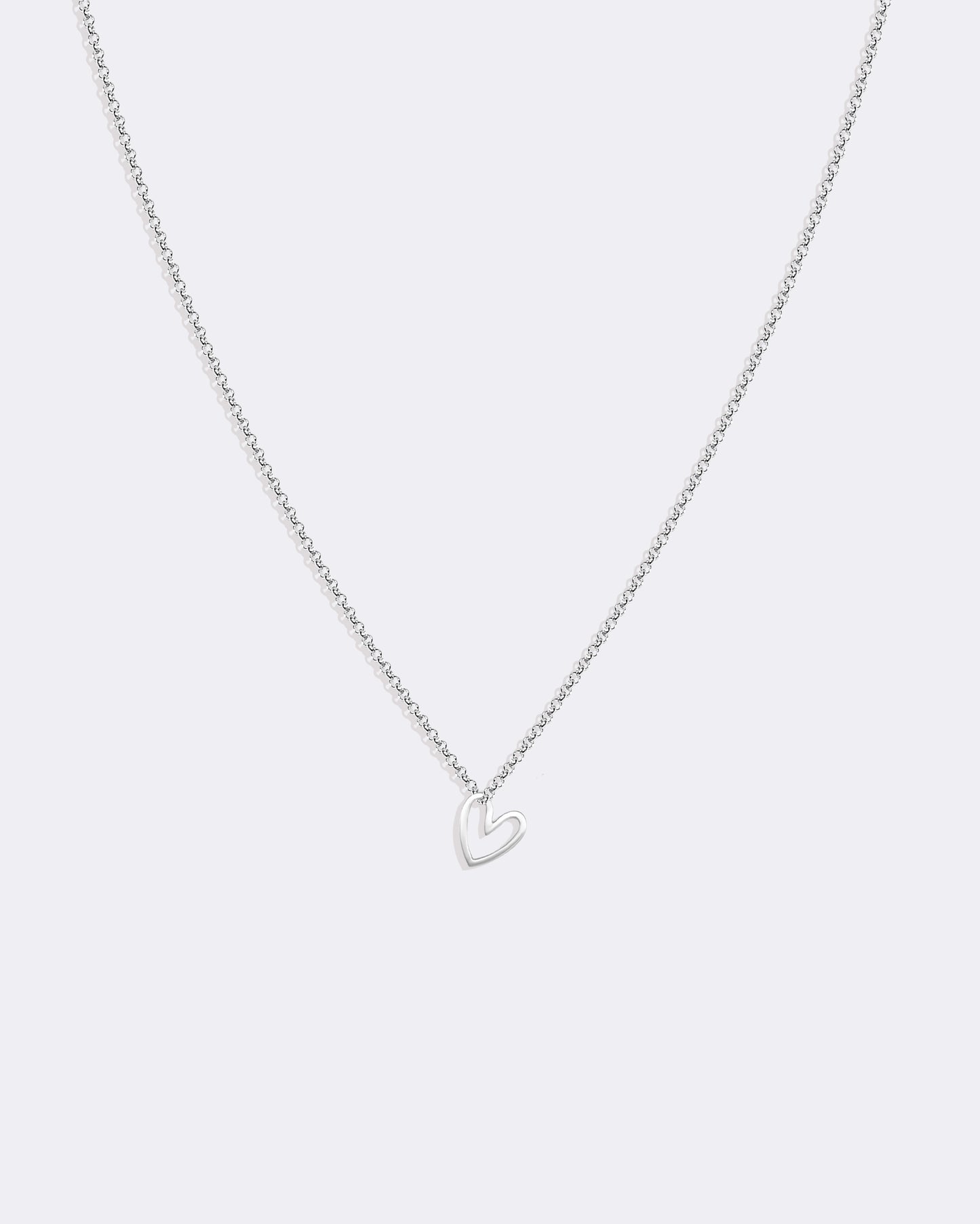 Collier cœur ouvert en or blanc