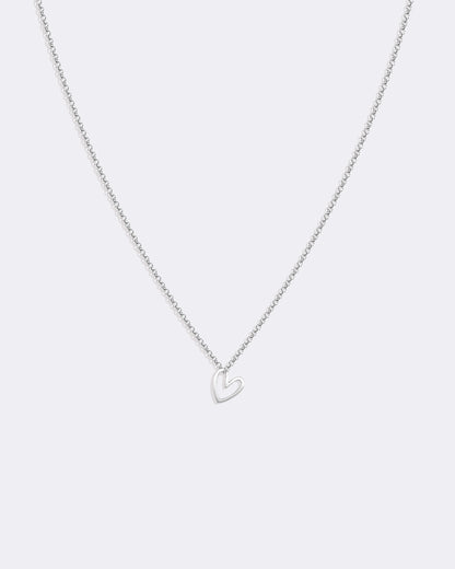 Collier cœur ouvert en or blanc