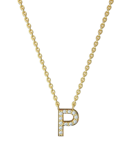 Yellow gold Diamond Letters necklace