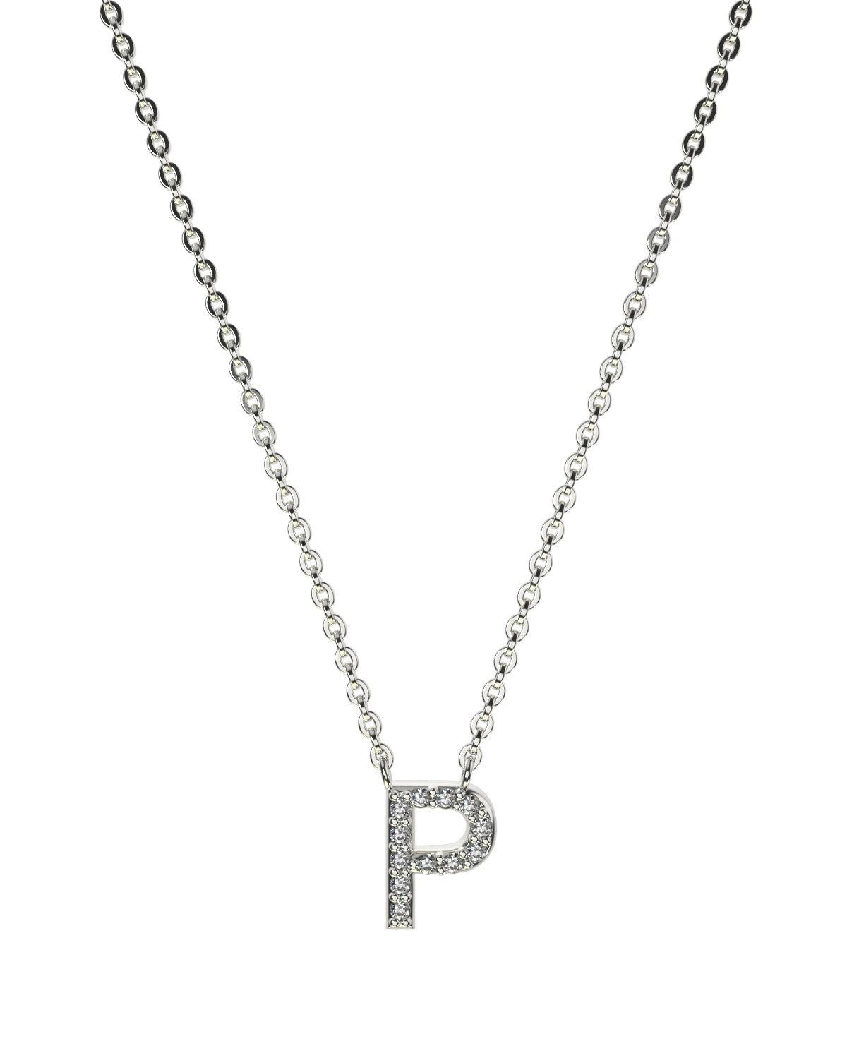 Collier Lettres en Diamant et Or Blanc