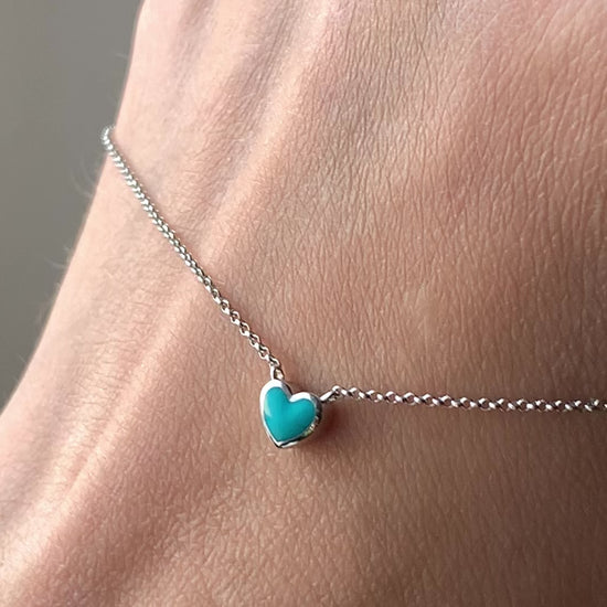 White gold Turquoise heart necklace