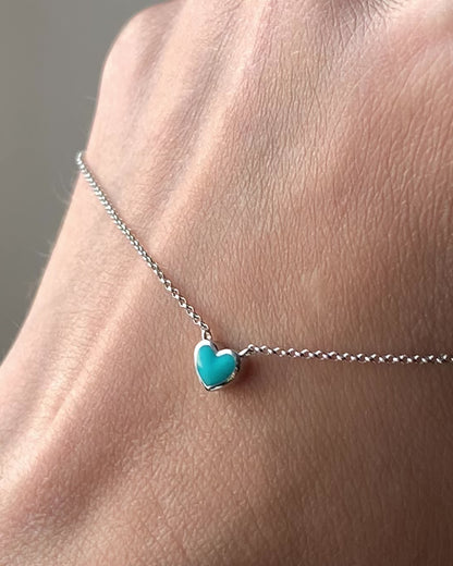 White gold Turquoise heart necklace