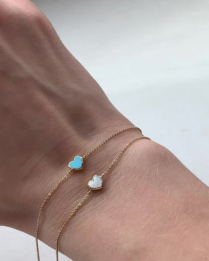 Yellow gold Pearl heart bracelet