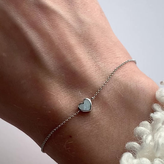 White gold Pearl heart bracelet