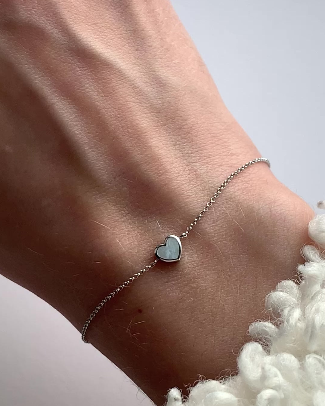 White gold Pearl heart bracelet