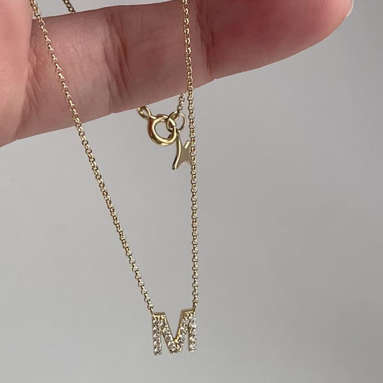 Yellow gold Diamond Letters necklace