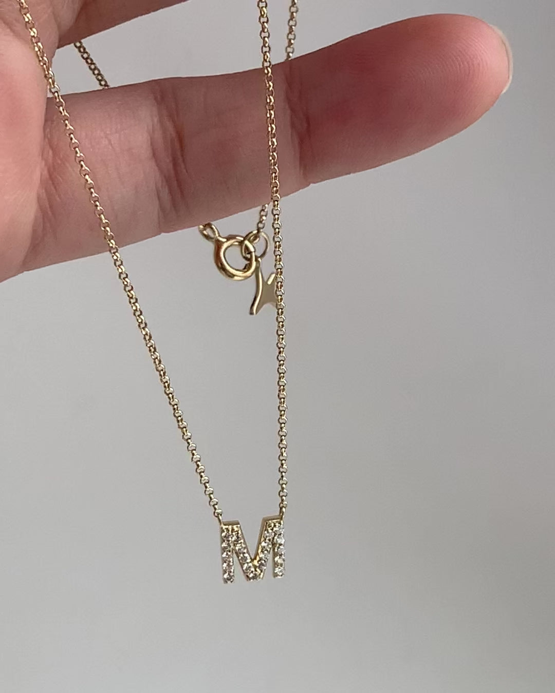 Yellow gold Diamond Letters necklace