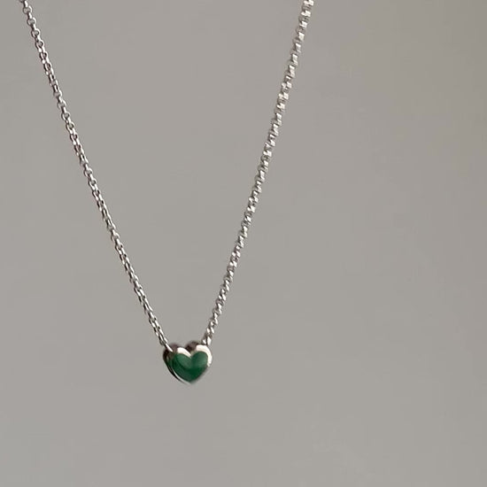 White gold Malachite heart necklace