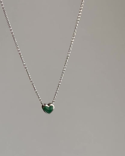 White gold Malachite heart necklace
