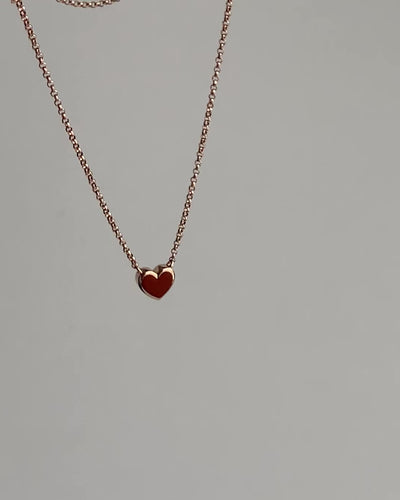 Yellow gold Coral heart necklace
