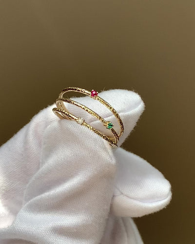 Yellow gold textured ring