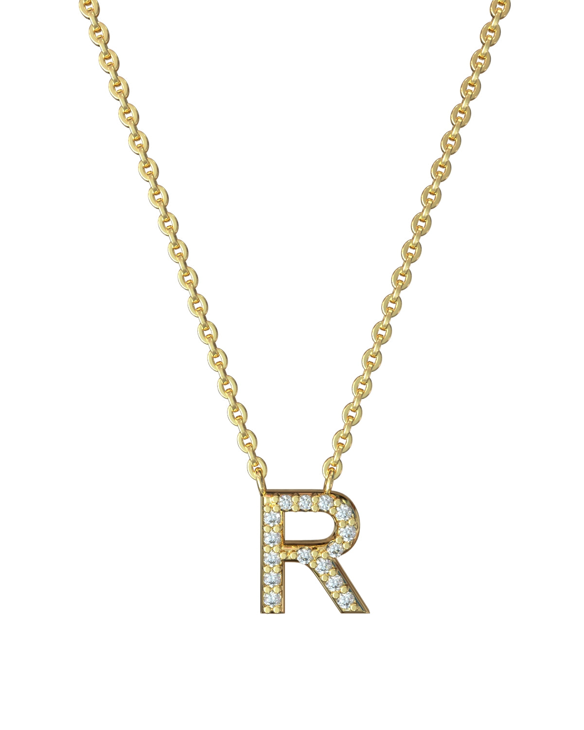 Collar de letras de diamantes en oro amarillo