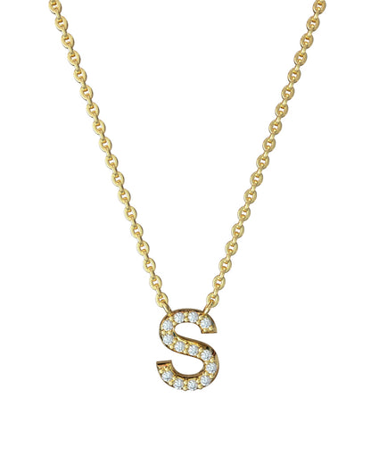 Yellow gold Diamond Letters necklace