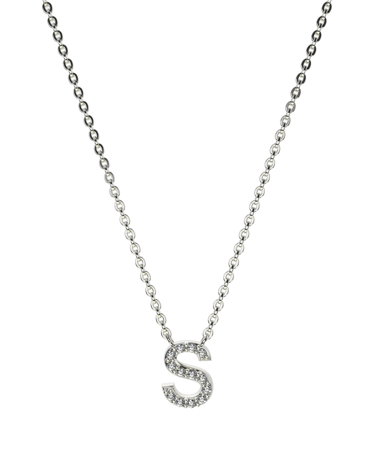 Collier Lettres en Diamant et Or Blanc