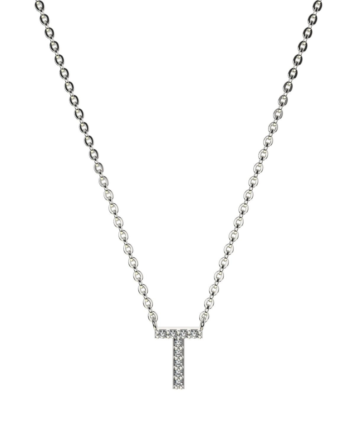 Collier Lettres en Diamant et Or Blanc