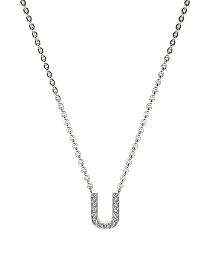 Collier Lettres en Diamant et Or Blanc