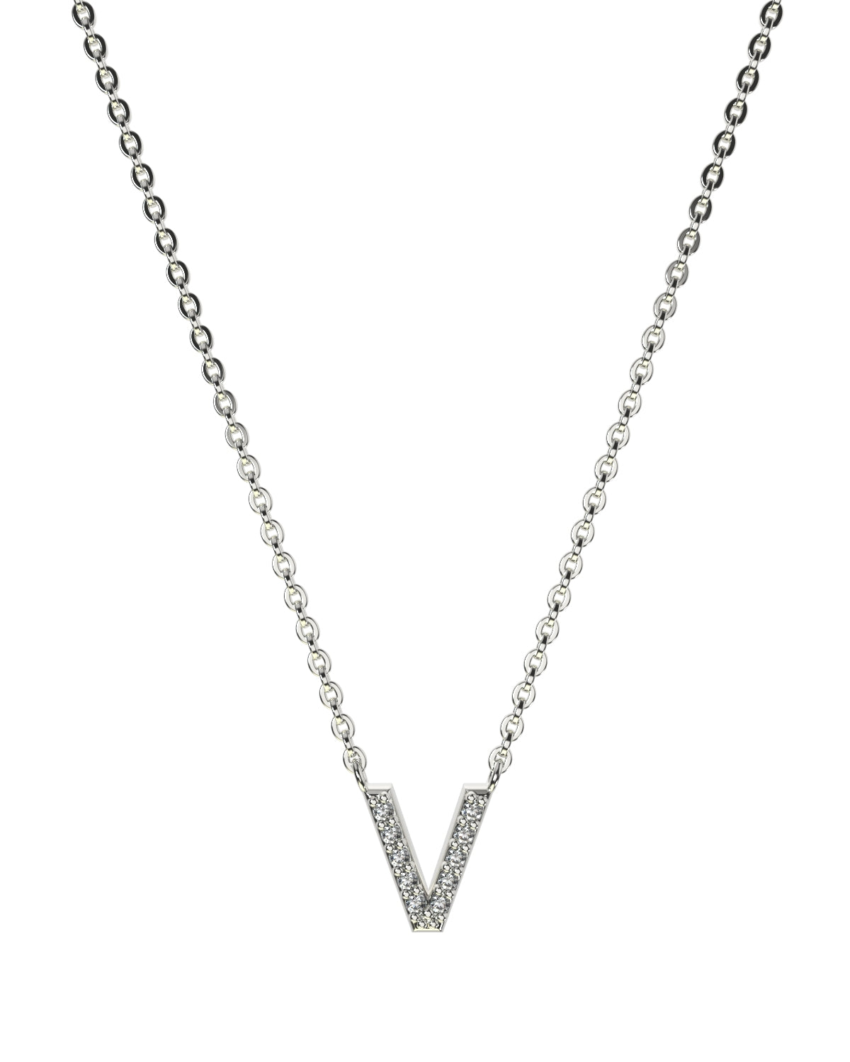 Collier Lettres en Diamant et Or Blanc