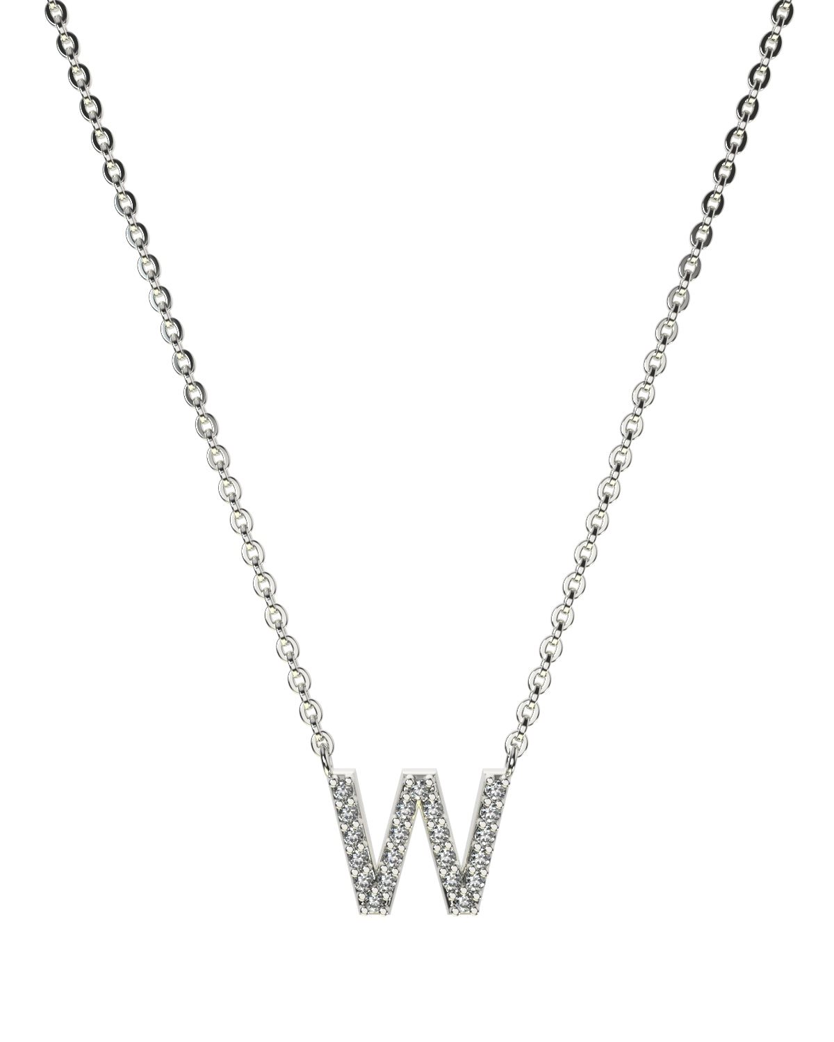 Collier Lettres en Diamant et Or Blanc