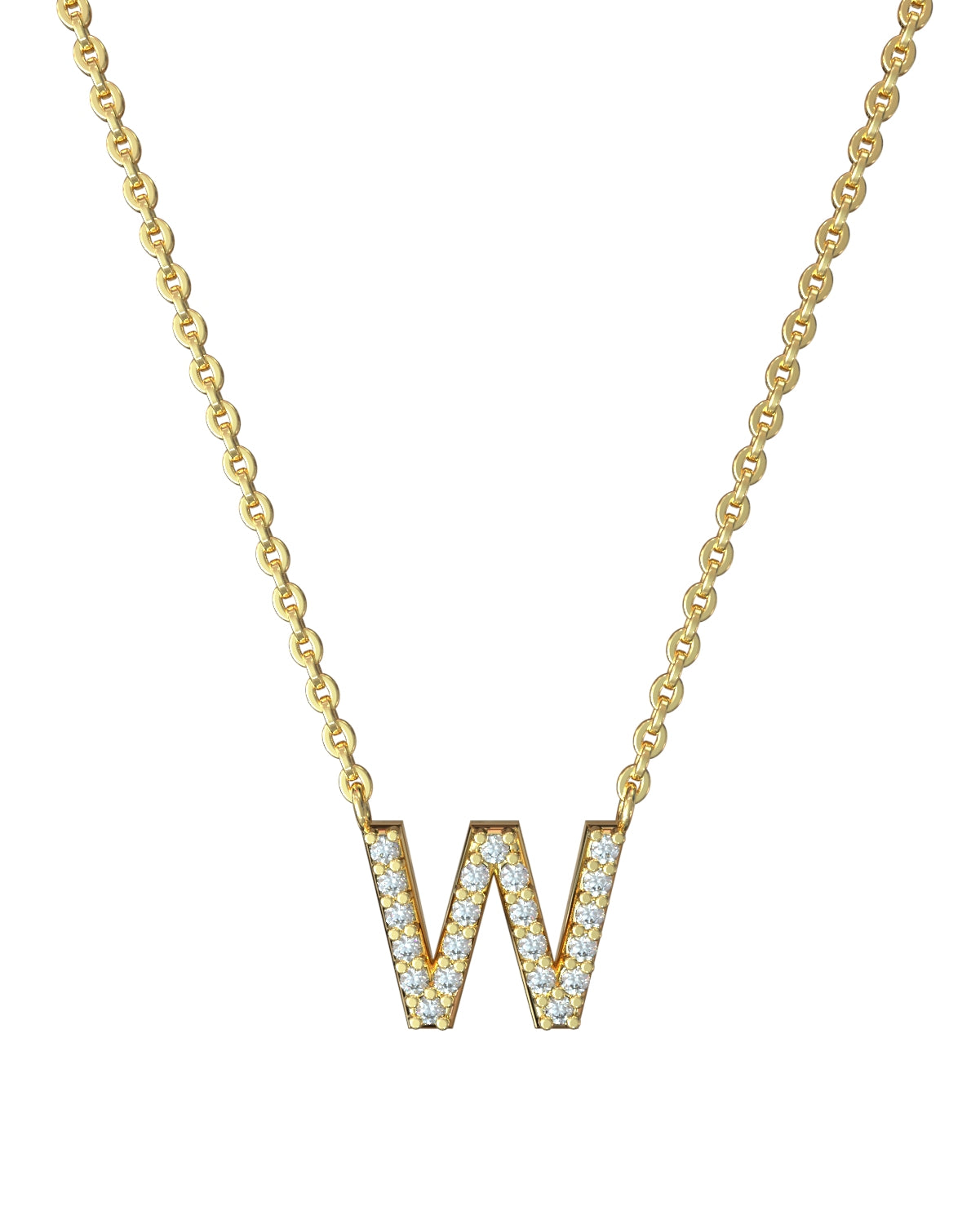 Yellow gold Diamond Letters necklace