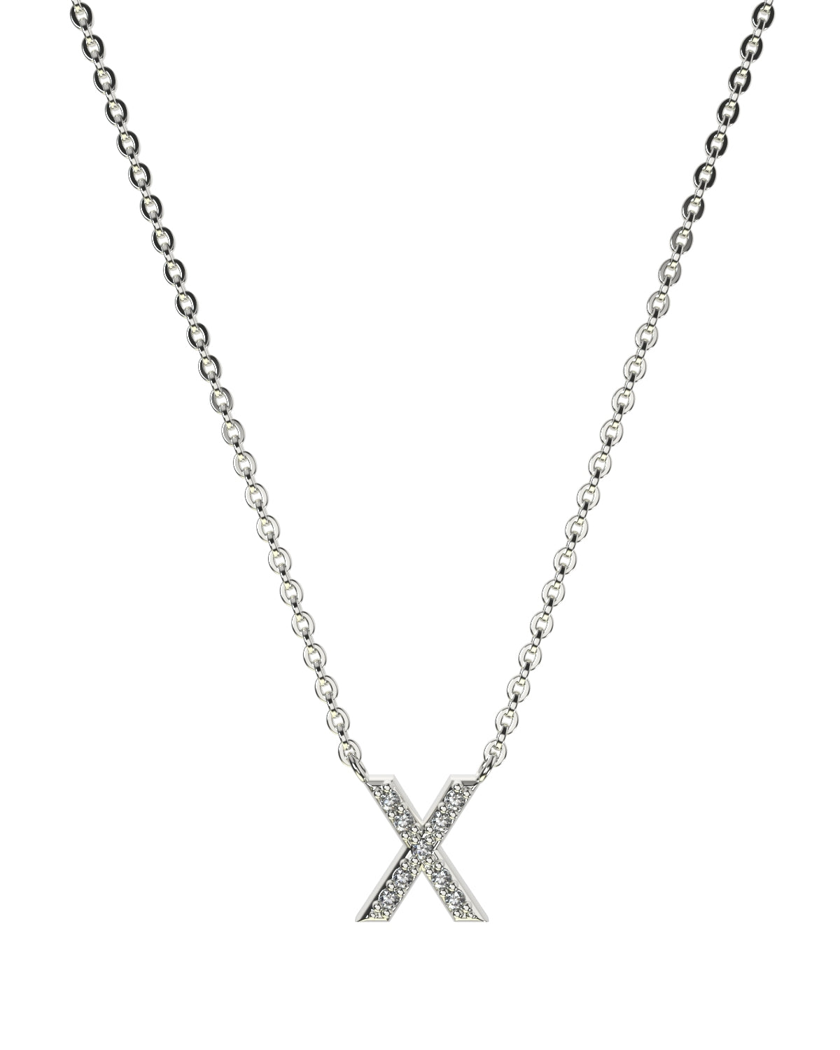 Collier Lettres en Diamant et Or Blanc