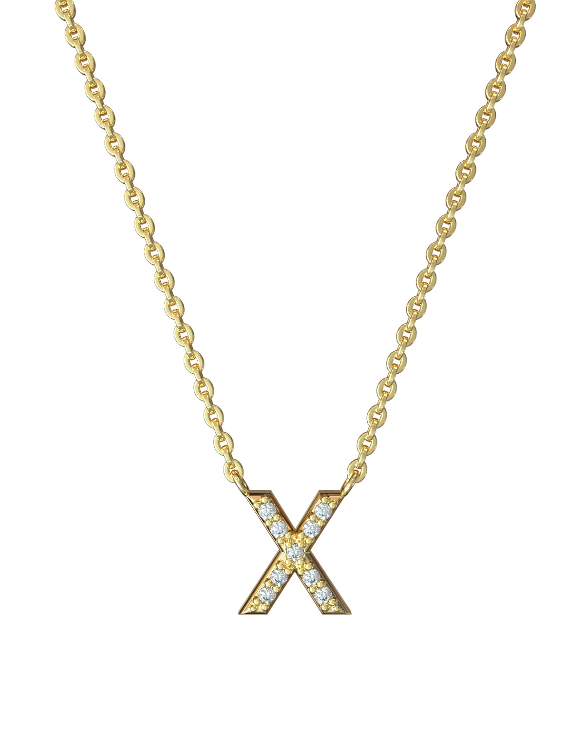 Collier Lettres en Diamant en or jaune