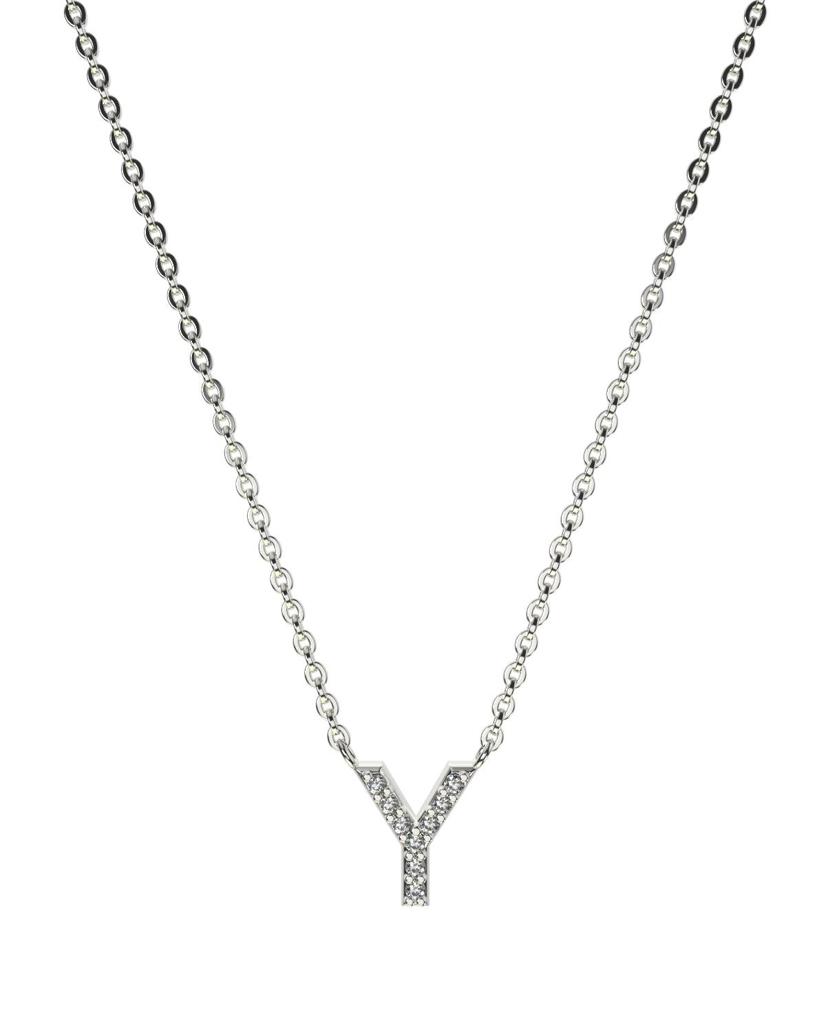 Collier Lettres en Diamant et Or Blanc