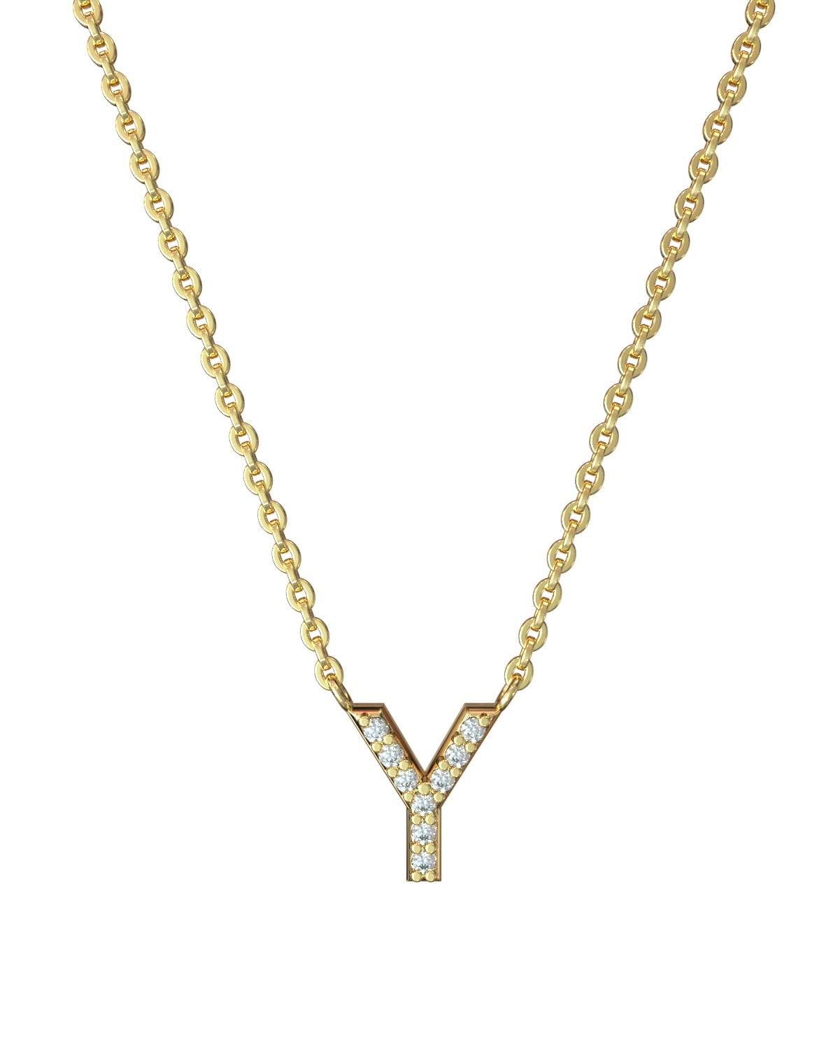 Collar de letras de diamantes en oro amarillo